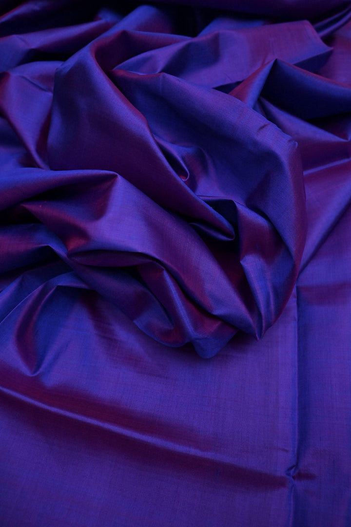 Midnight Blue and Magenta Color Dual-Tone Pure Bishnupur Silk Saree with Printed Blouse Piece