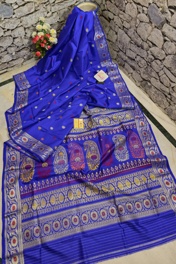 Midnight Blue Color Revival Golani Baluchari Silk Saree with Meenakari Work