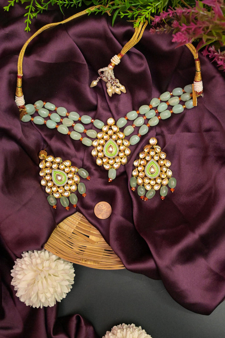 Monalisa Stone Work Kundan Collar Necklace Set