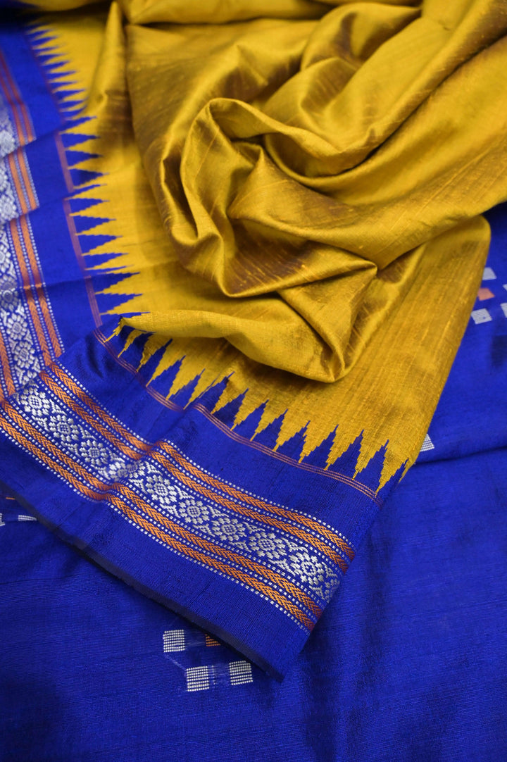 Mustard Golden Color Raw Silk Saree with Vidarbha Border