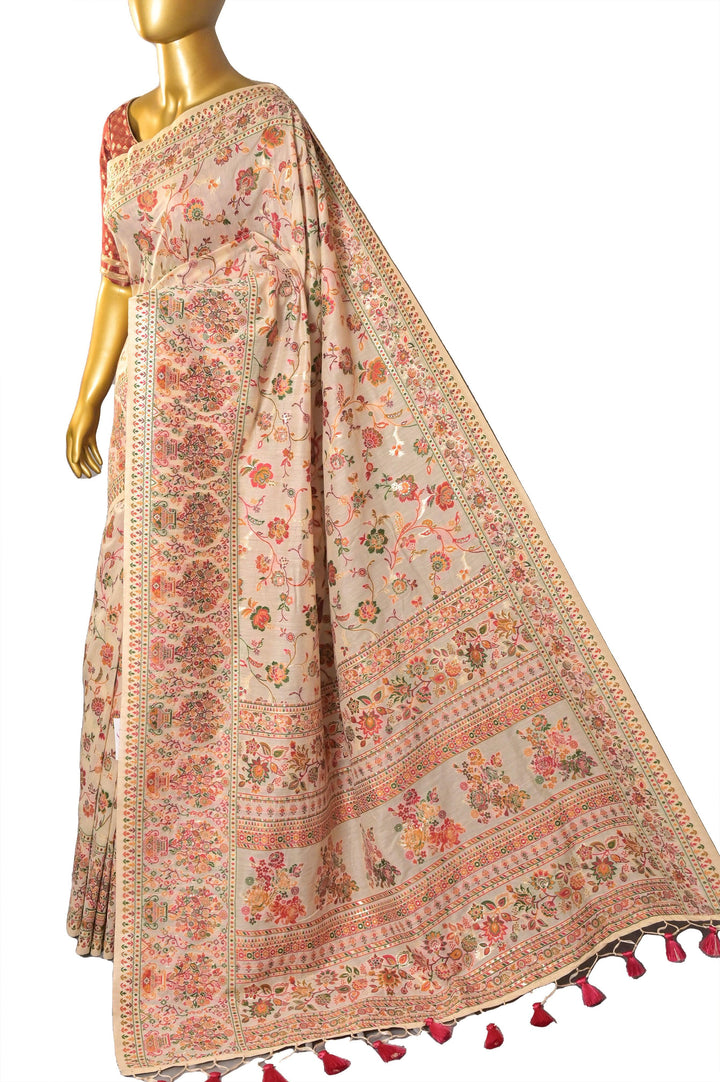 Offwhite Color Kani Silk Saree with Floral Weaving