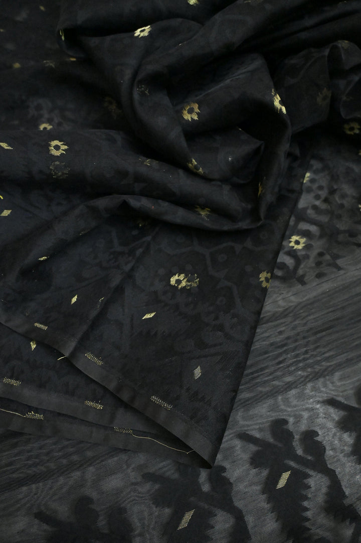 Onyx Black Color Jamdani Saree