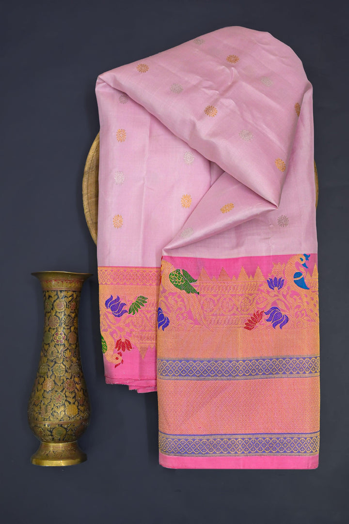 Pink Color Gadwal Silk Saree with Paithani Border and Pallu
