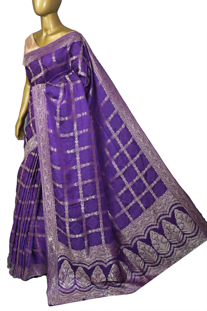 Purple Color Mashru Banarasi Silk Saree with Zari Work