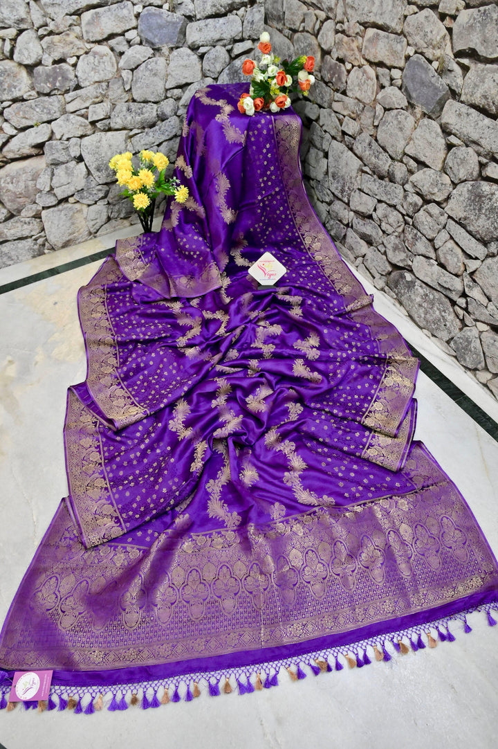 Purple Color Mashru Silk Banarasi with Meenakari Butta Work in