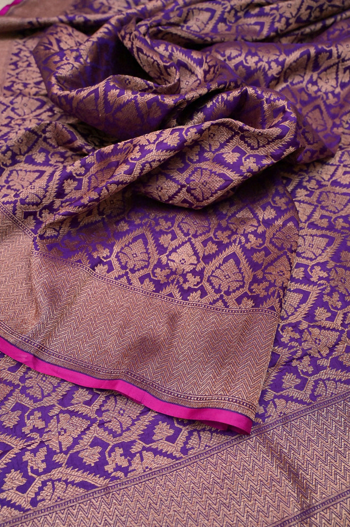 Purple Color Pure Katan Banarasi Saree with Brocade Work