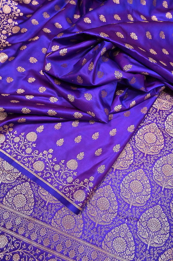 Purple Color Semi Mashru Banarasi Silk Saree with Allover Buti Work