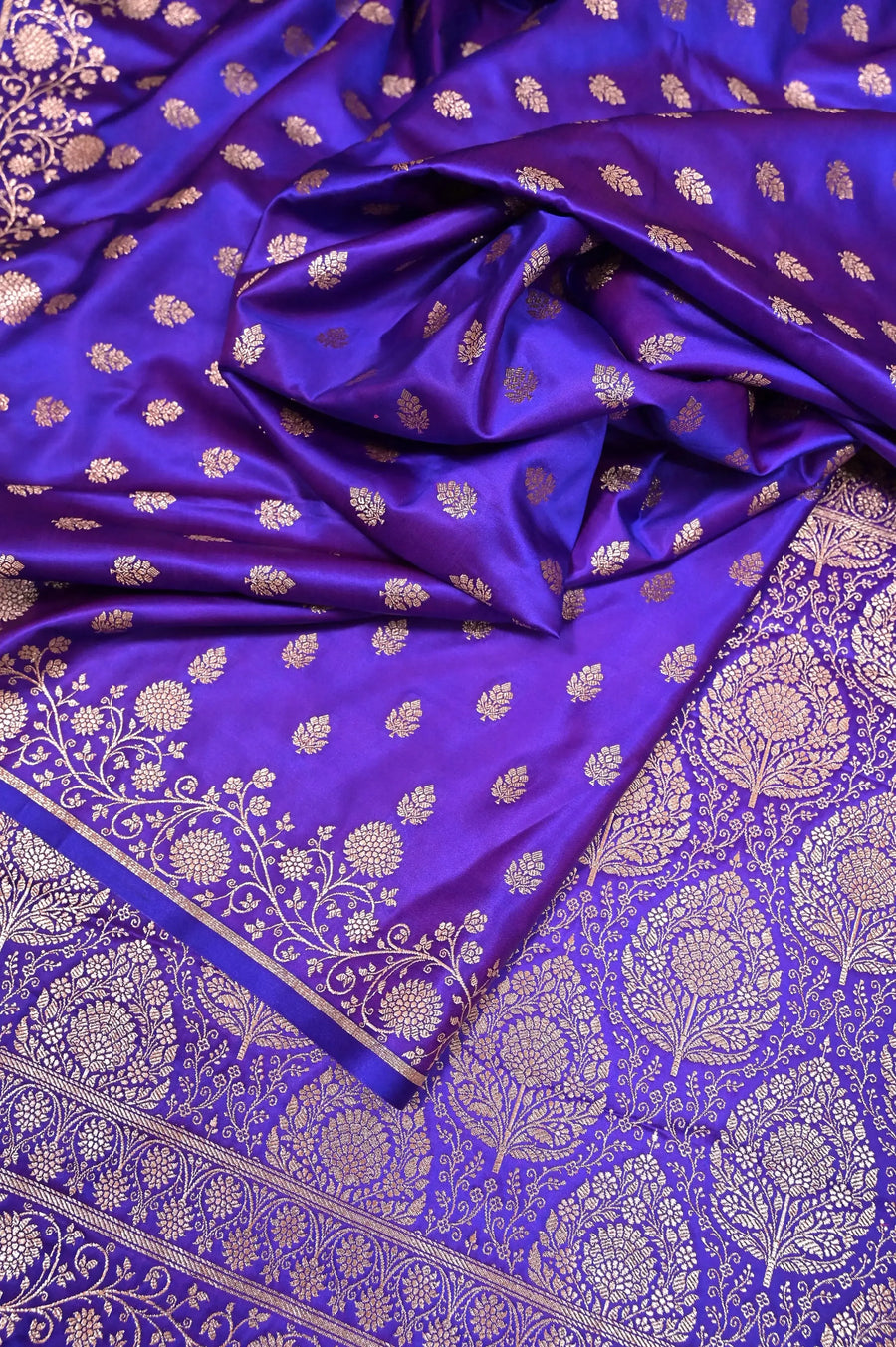 Purple Color Semi Mashru Banarasi Silk Saree with Allover Buti Work