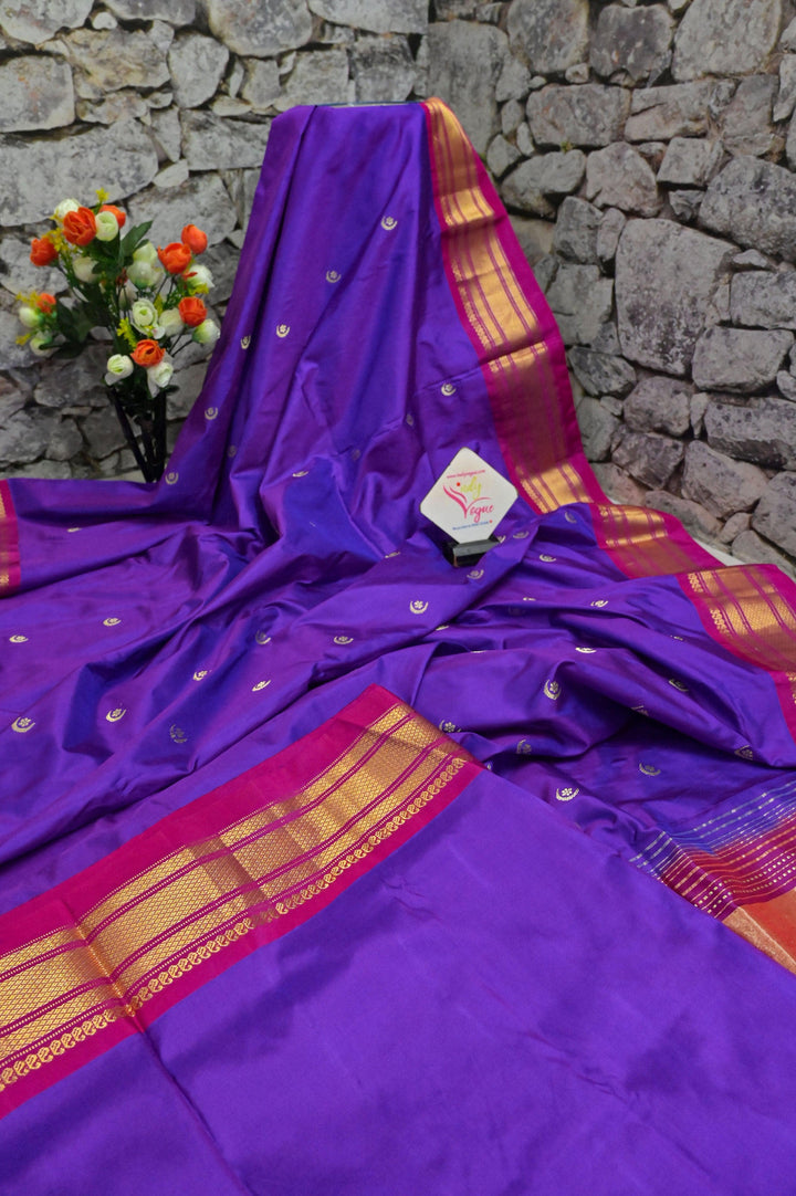 Purple Color Yeola Paithani Silk Saree with magenta Border