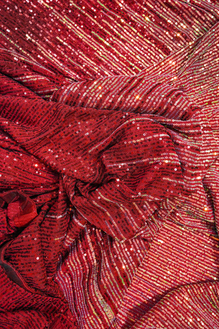 Red Color Designer Net Saree with Sequin Work