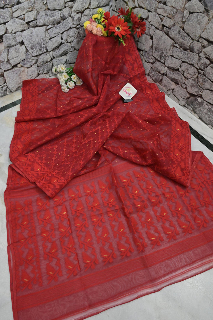 Royal Red Color Jamdani Saree