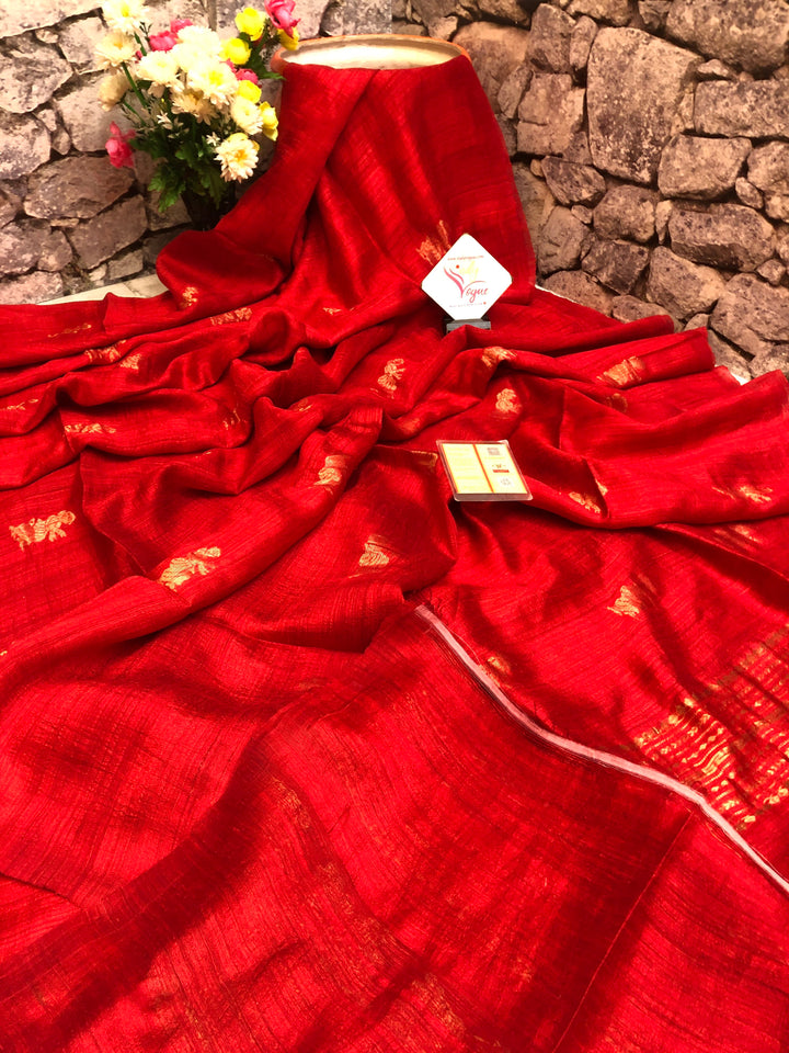 Royal Red Color Matka Handloom Saree with Baluchari Design Allover