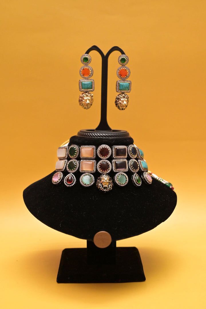 Sabyasachi Inspired Monalisa Stone Work Choker Necklace Set