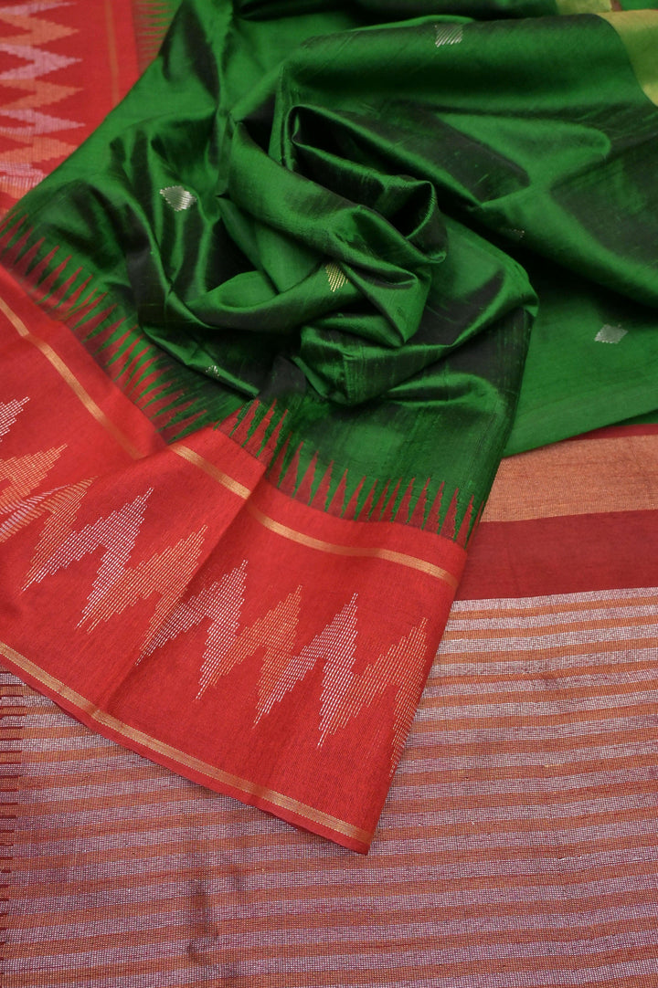 Shamrock Green Color Pure Raw Silk Saree with Butta Work