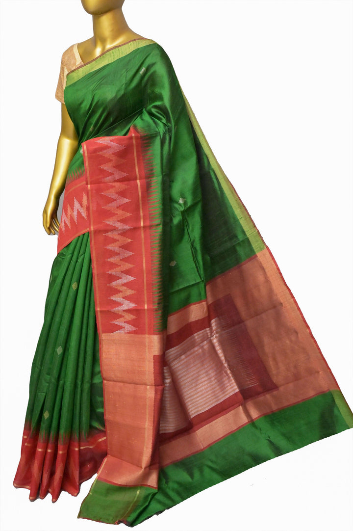 Shamrock Green Color Pure Raw Silk Saree with Butta Work