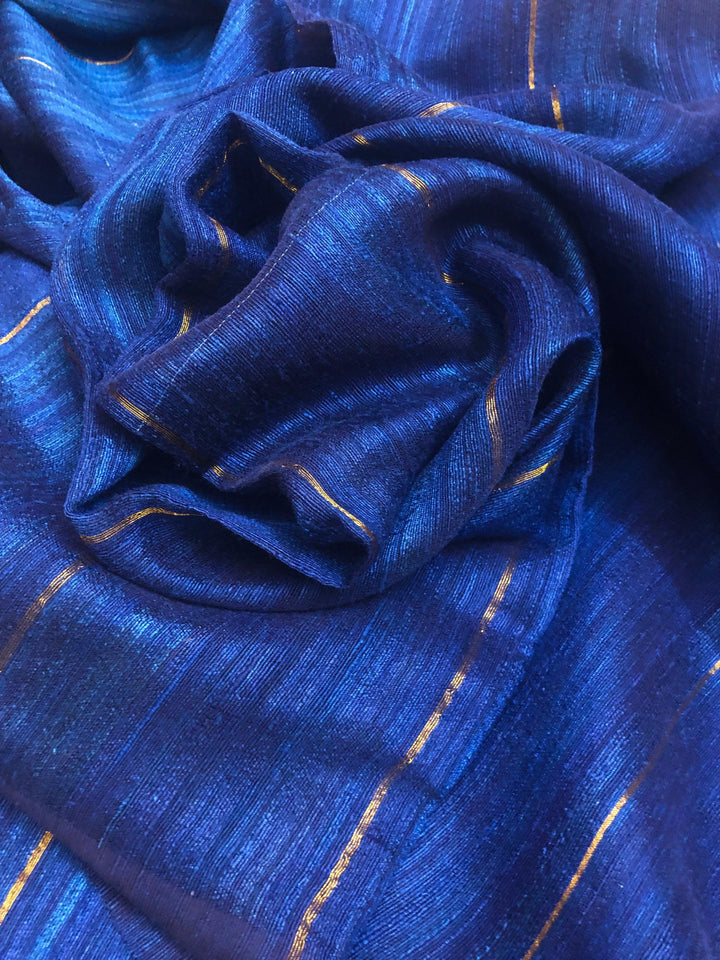 Space Blue Color Pure Matka Silk Saree with Zari Work