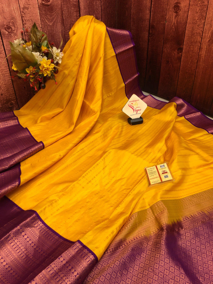 Sunflower Yellow Color Kanjeevaram Silk Saree