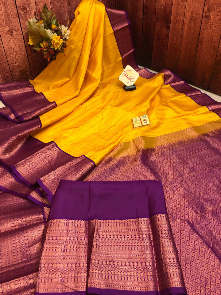 Sunflower Yellow Color Kanjeevaram Silk Saree