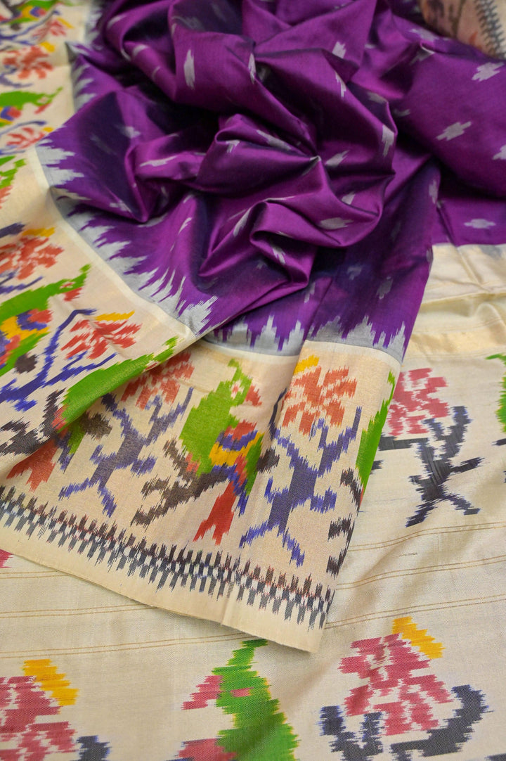 Violet Color Pure Ikat Patola Silk Saree