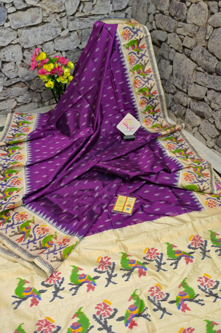 Violet Color Pure Ikat Patola Silk Saree