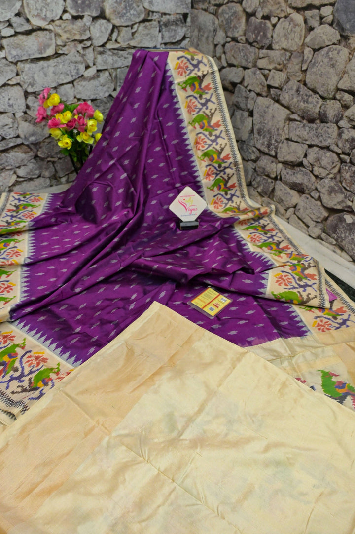 Violet Color Pure Ikat Patola Silk Saree