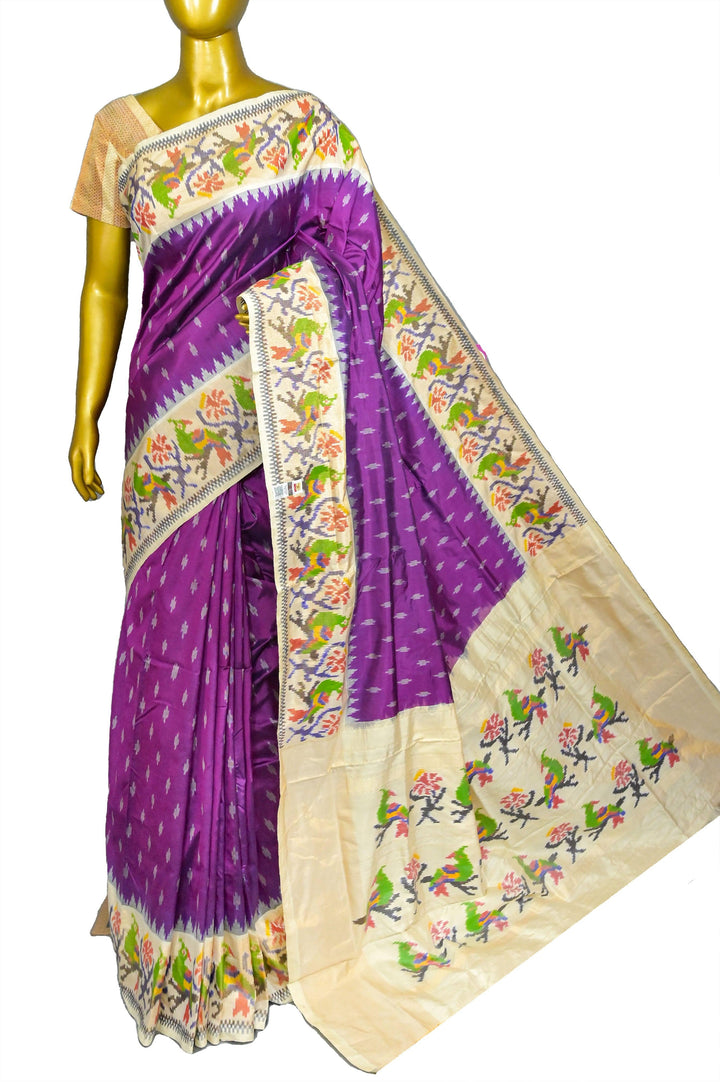 Violet Color Pure Ikat Patola Silk Saree