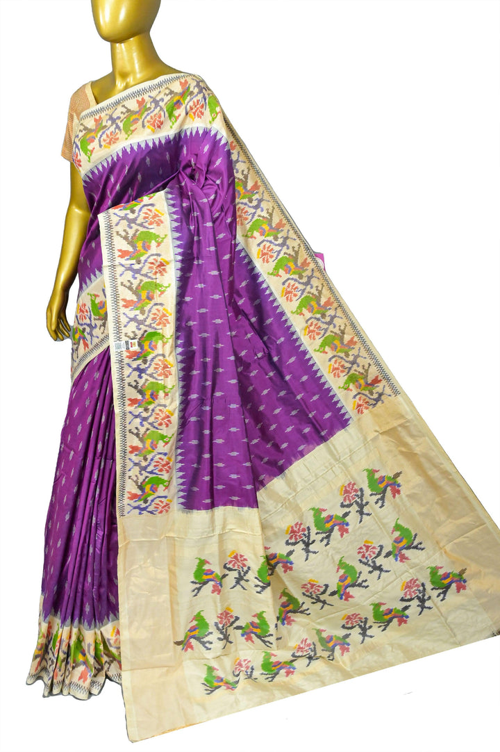 Violet Color Pure Ikat Patola Silk Saree