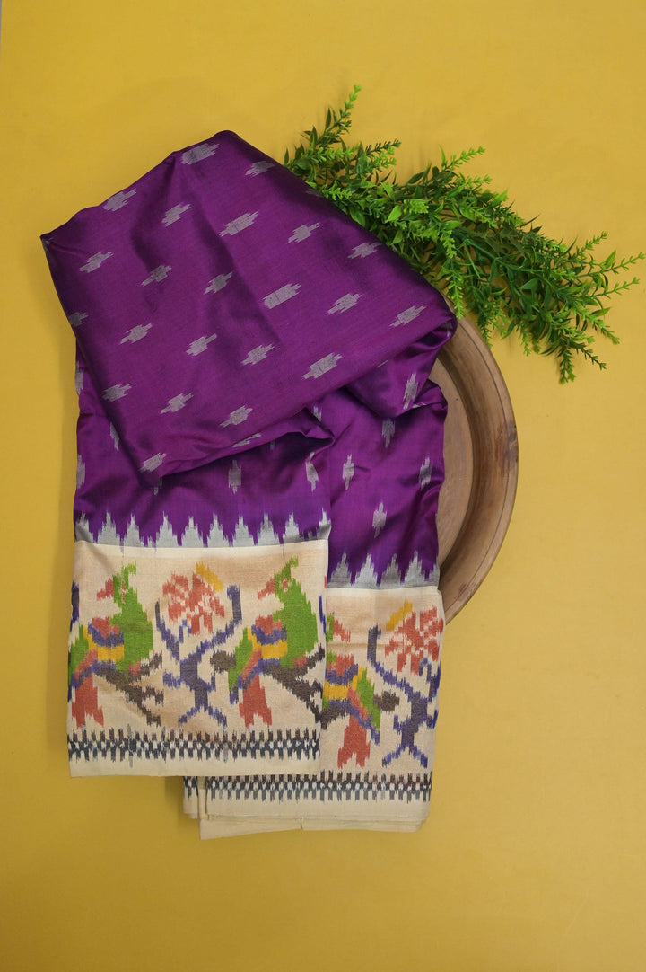 Violet Color Pure Ikat Patola Silk Saree