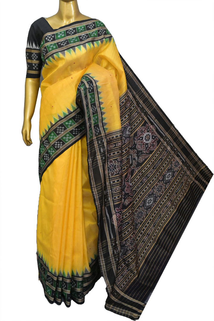 Yellow Color Sambalpuri Silk Saree with Double Pasapalli Border