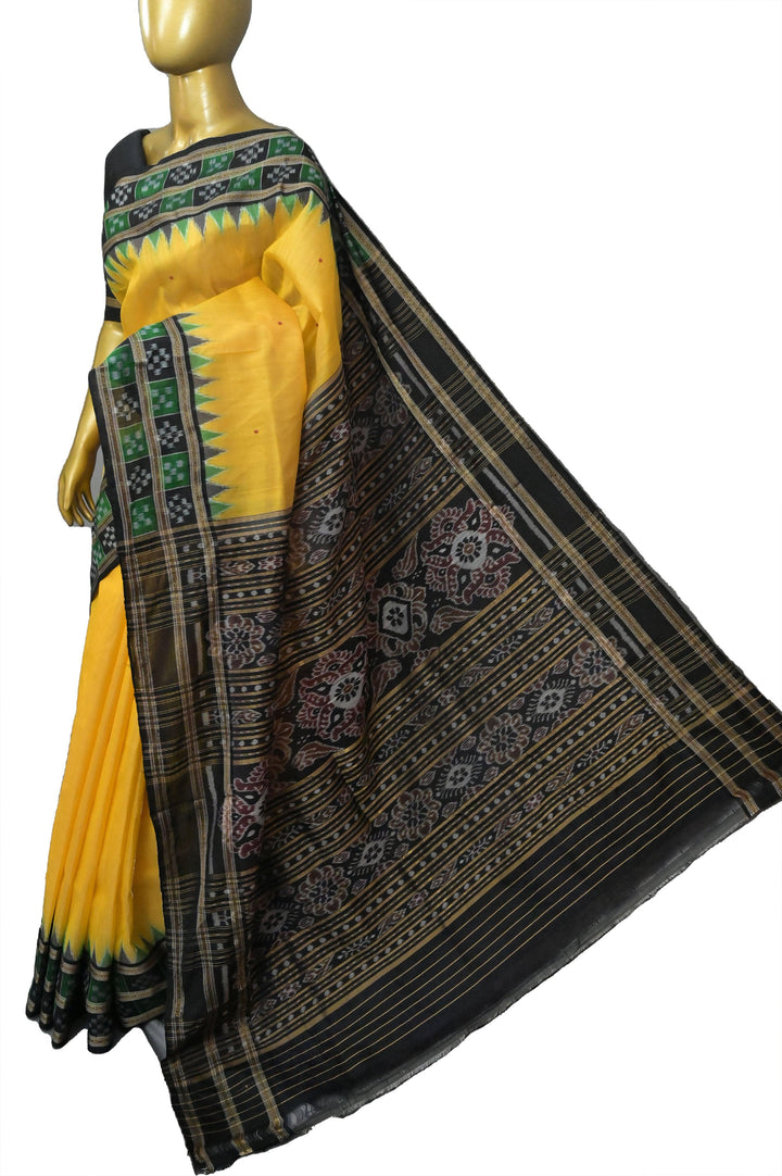 Yellow Color Sambalpuri Silk Saree with Double Pasapalli Border