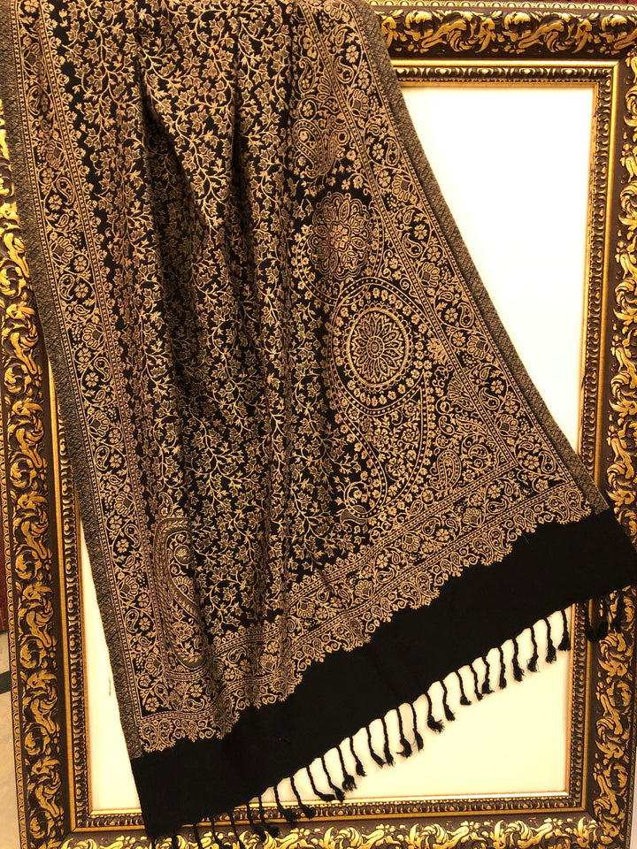 Black Color Pashmina Stole with Allover Weaving