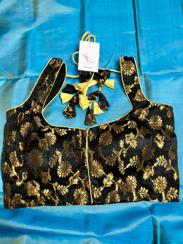 Black Color Sleeveless Satin Chanderi Blouse