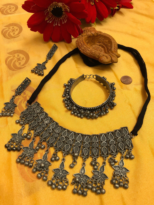 Boho Style Afghan Jhanjhariya Style Choker Necklace Set