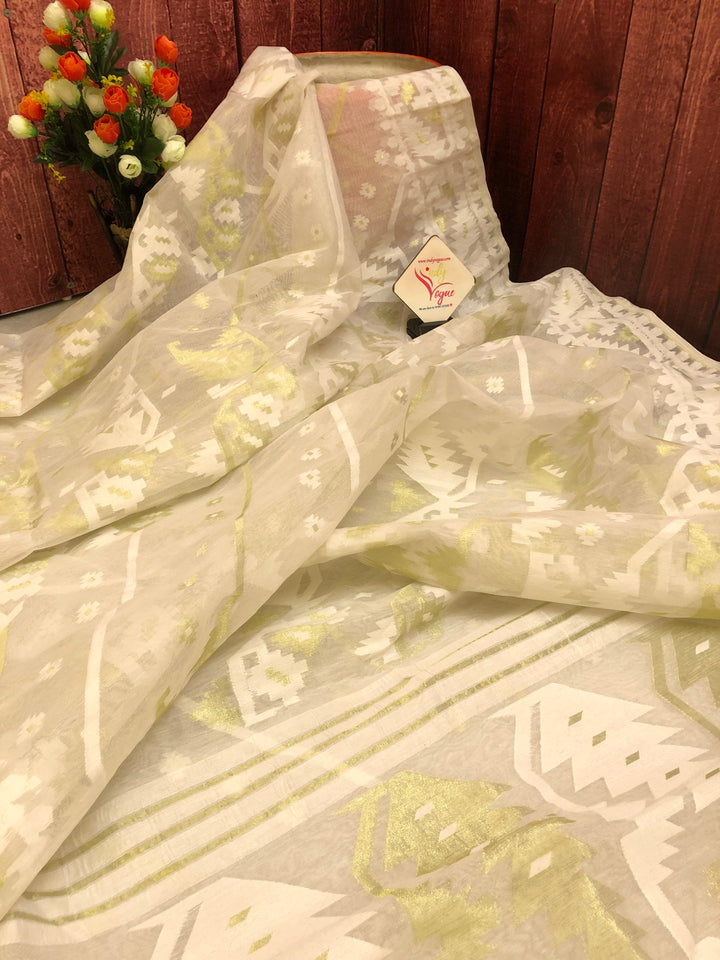 Bone White Color Pure Jamdani Saree