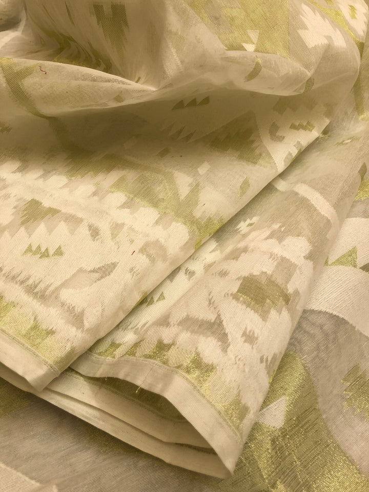 Bone White Color Pure Jamdani Saree