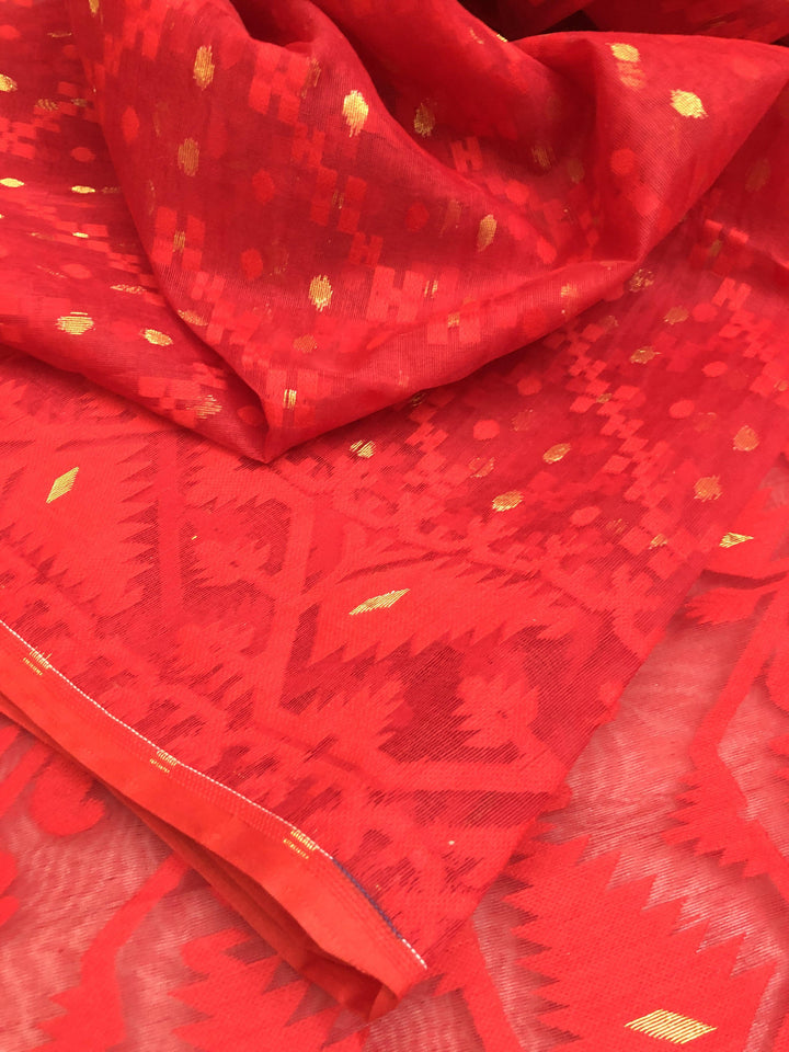 Candy Red Color Jamdani Saree