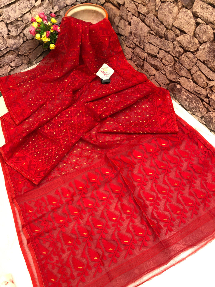 Candy Red Color Jamdani Saree