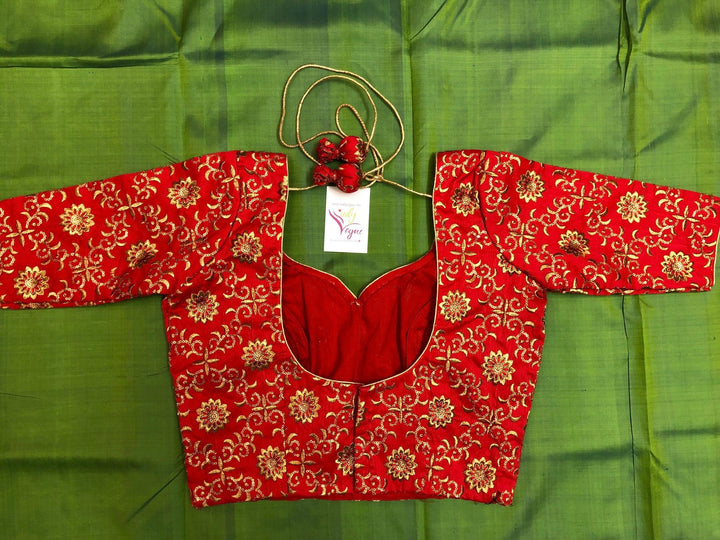 Carmine Red Color Raw Silk Designer Blouse with Zardozi Embroidery Work