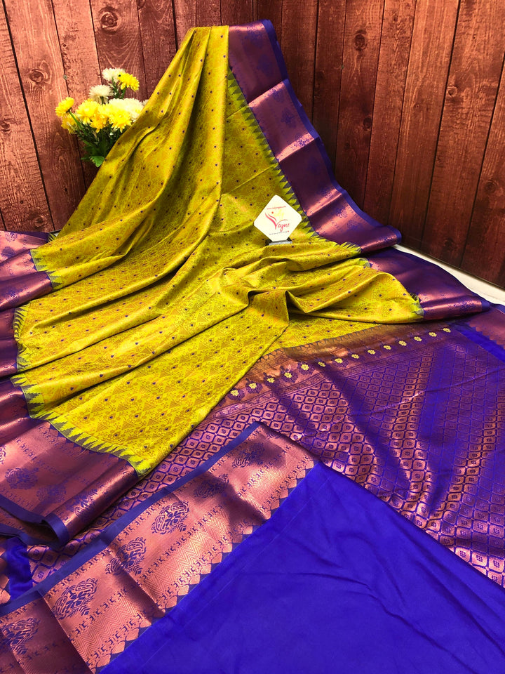 Chartreuse Green Color Kanjeevaram Silk with Brocade Work