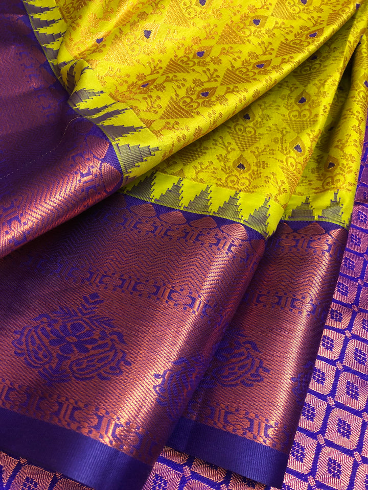 Chartreuse Green Color Kanjeevaram Silk with Brocade Work