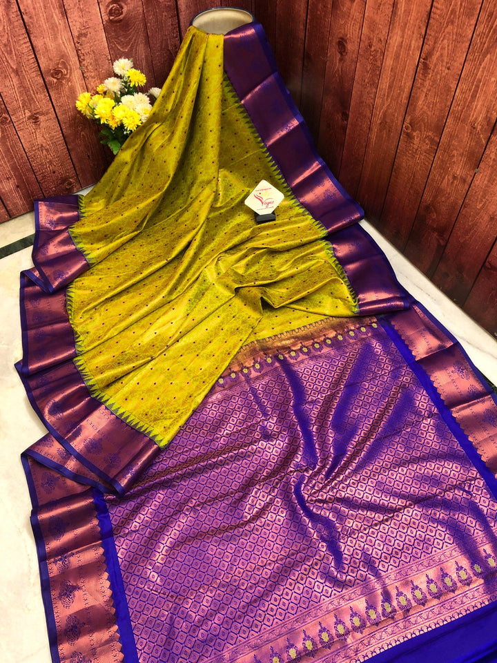 Chartreuse Green Color Kanjeevaram Silk with Brocade Work