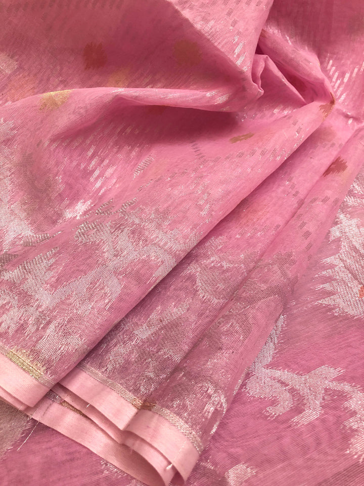Cotton Candy Pink Color Jamdani Saree
