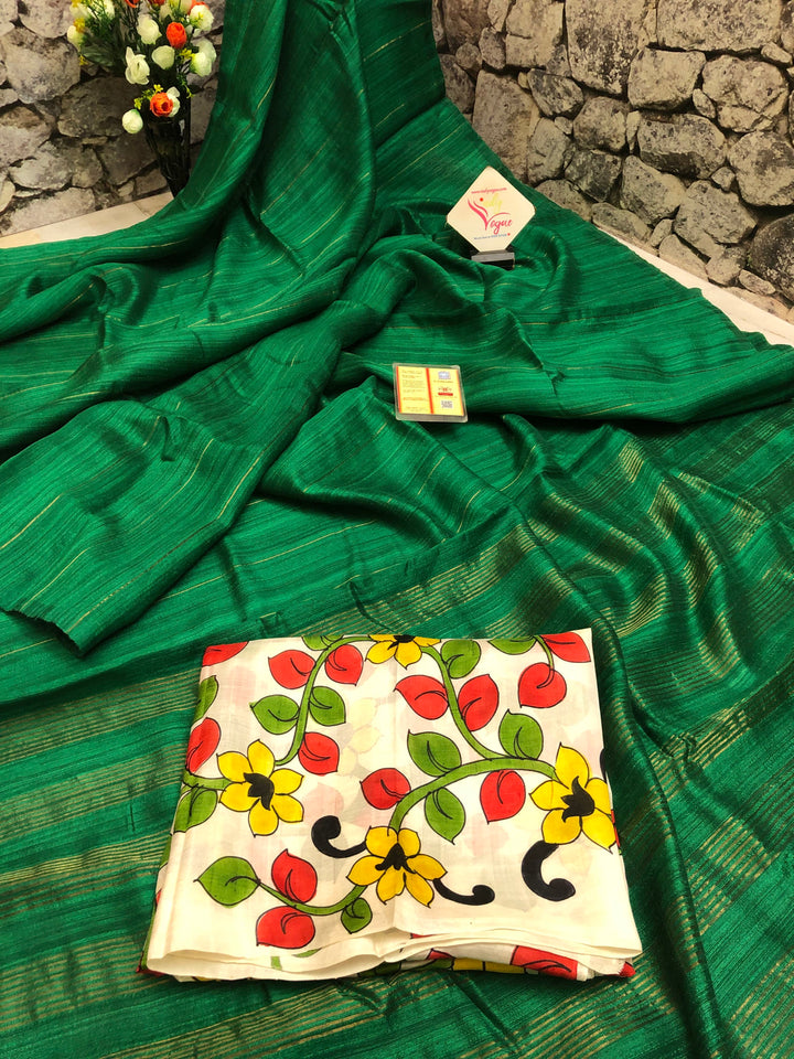 Crayola Green Color Pure Matka Silk Saree with Zari Work