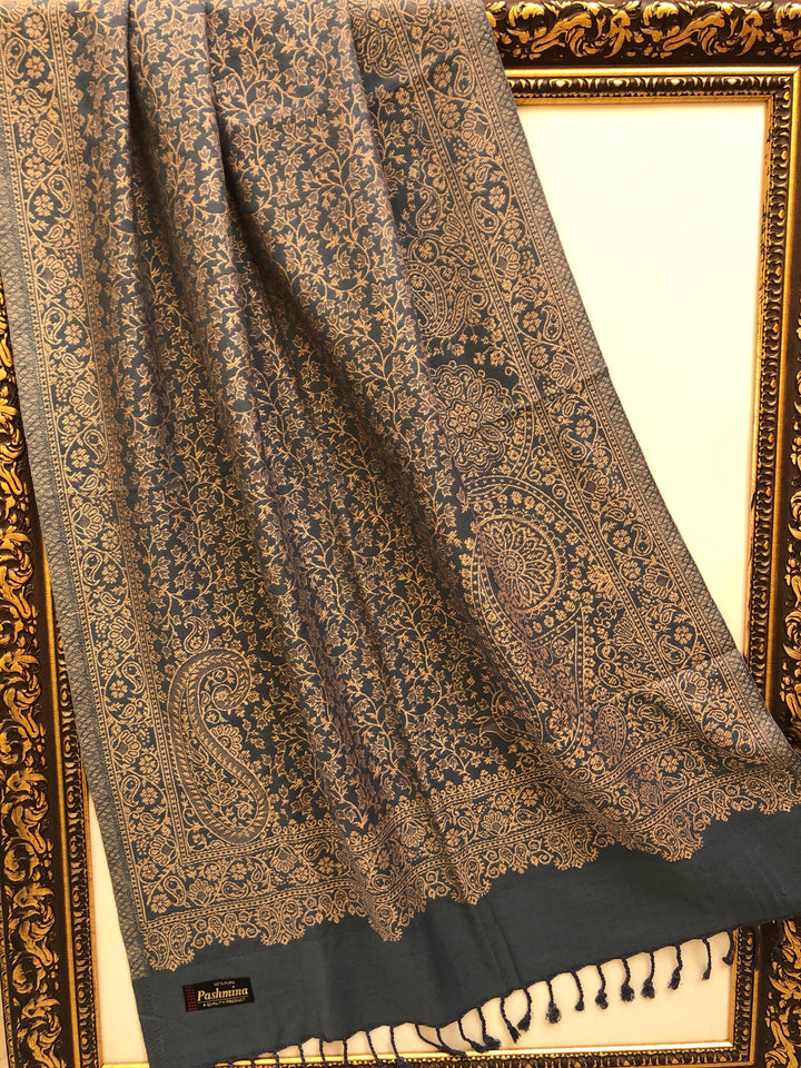 Dark Grey Color Pashmina Stoles with Allover Weaving