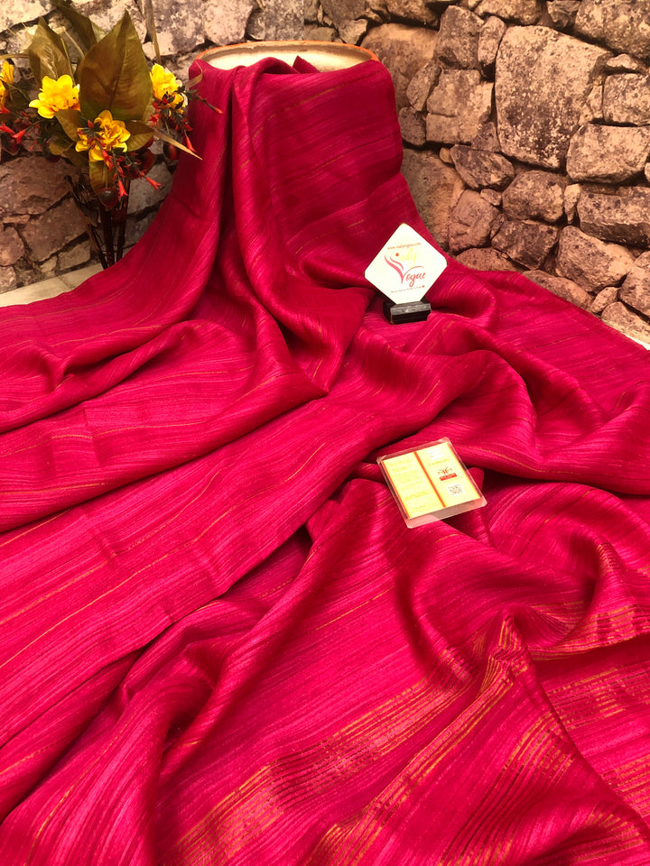 Dark Magenta Red Color Pure Matka Silk Saree with Zari Work