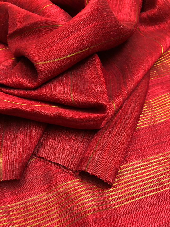 Deep Maroon Color Matka Silk Saree with Zari Stripe Work