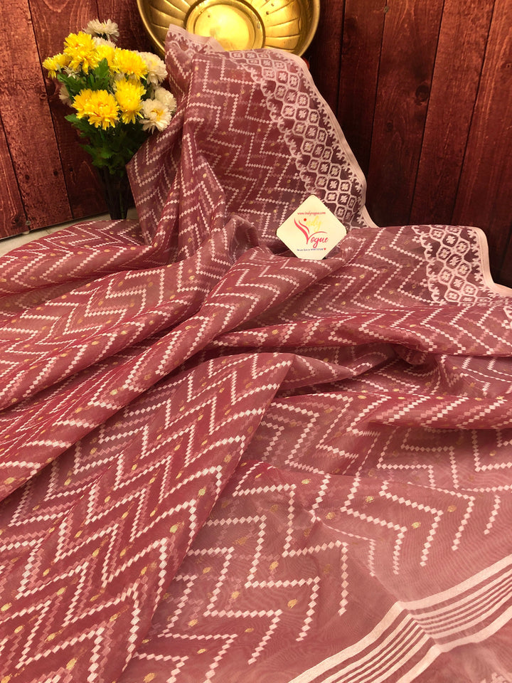 Deep Onion Pink Color Jamdani Saree
