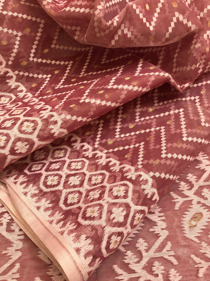 Deep Onion Pink Color Jamdani Saree