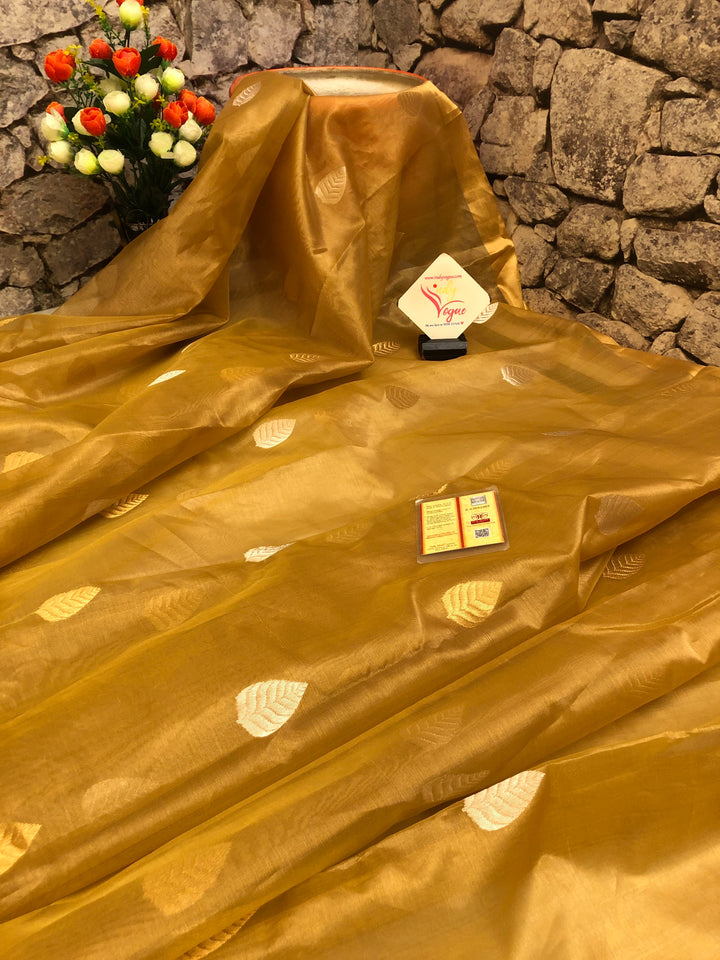Golden Color Tissue Chanderi Banarasi with Golden and Silver Butta Work