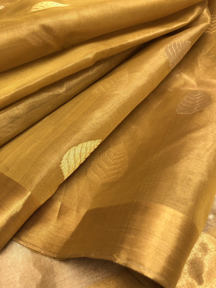 Golden Color Tissue Chanderi Banarasi with Golden and Silver Butta Work